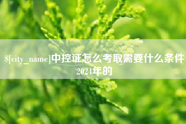 金昌中控证怎么考取需要什么条件2024年的